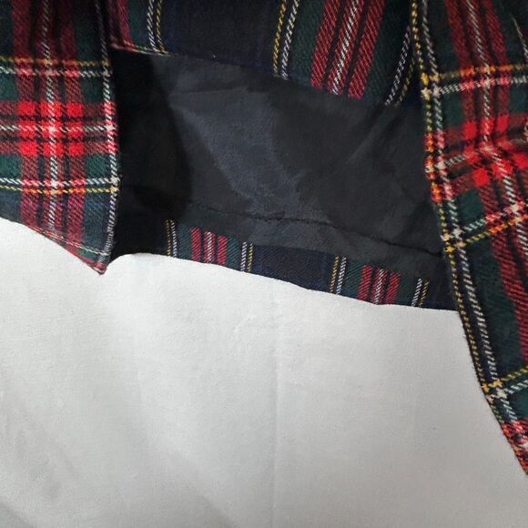 Vintage 80s Pendleton Black Red Tartan Plaid Wool A-Line Midi Skirt Size 16 - Picture 9 of 13